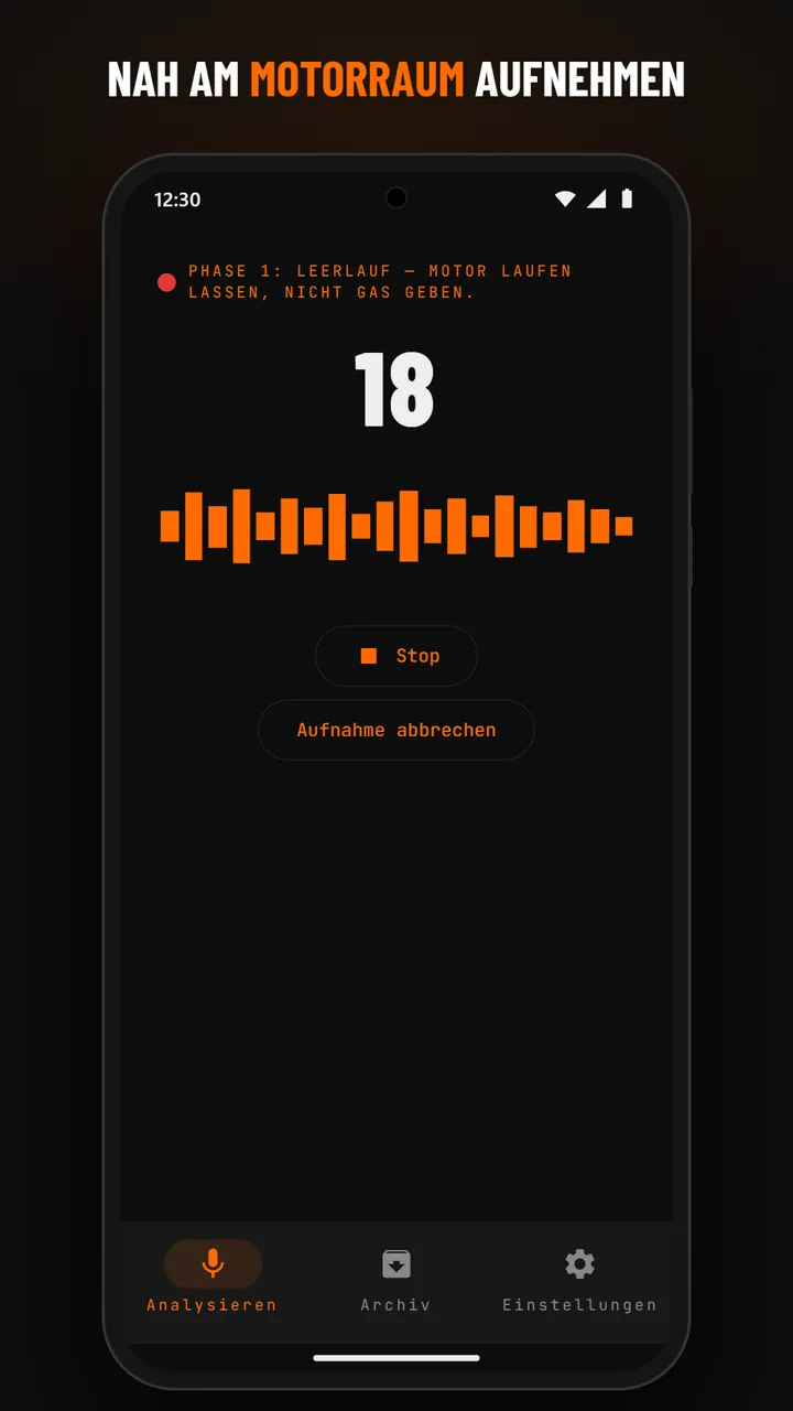 Aufnahme-Bildschirm