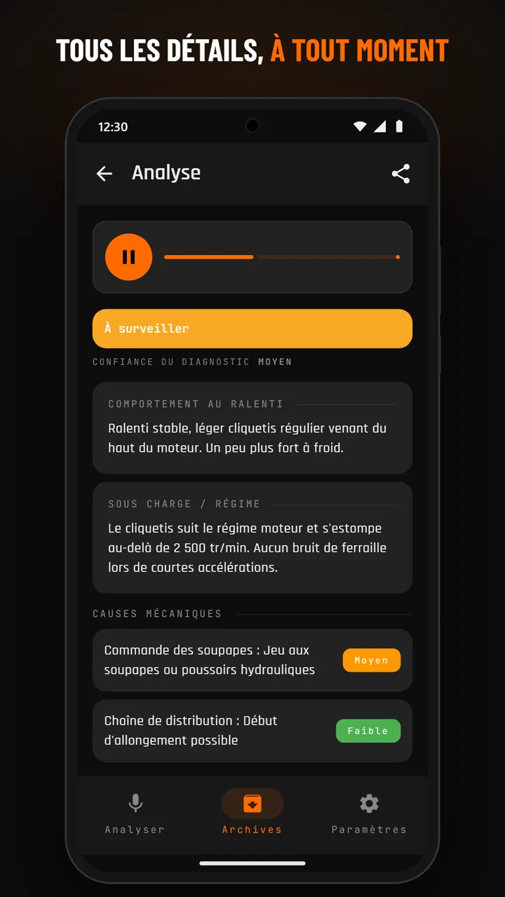Détail de l’archive avec audio
