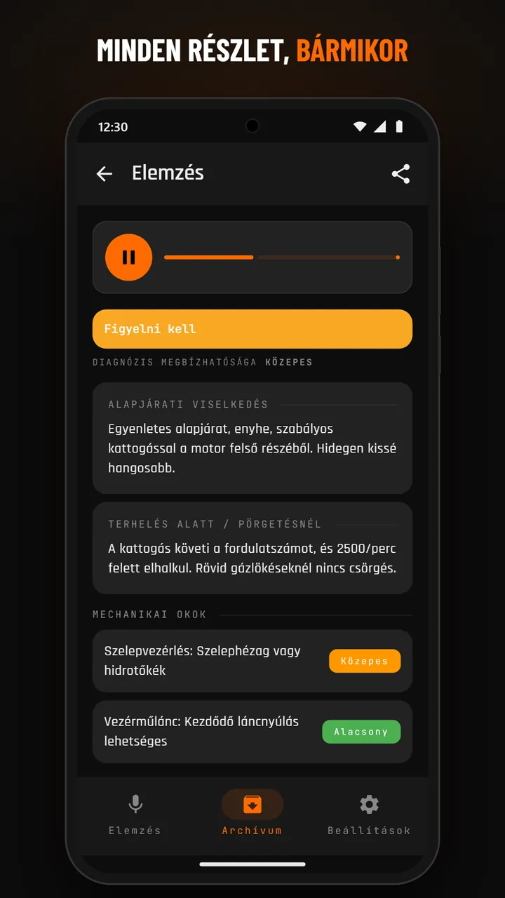 Archivált elemzés részletei hanggal