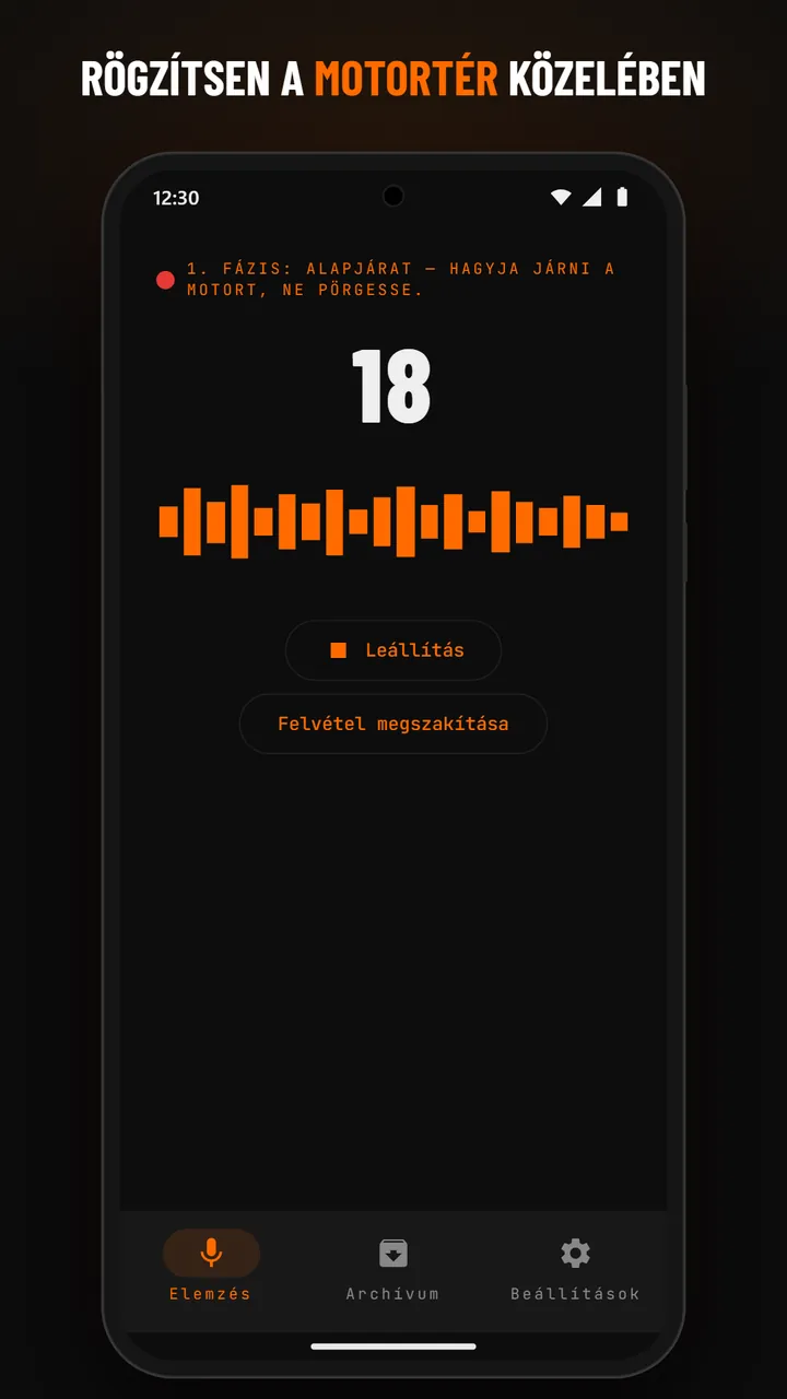 Felvételi képernyő