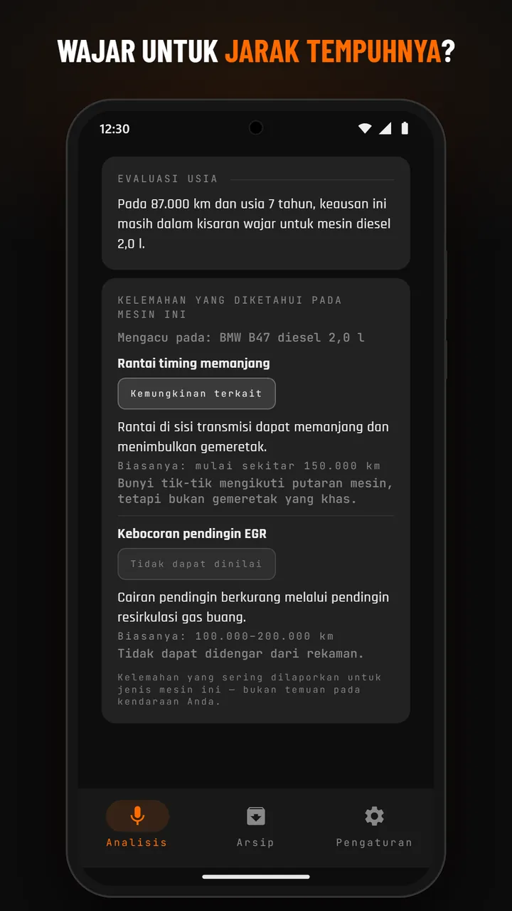 Hasil dengan detail keausan