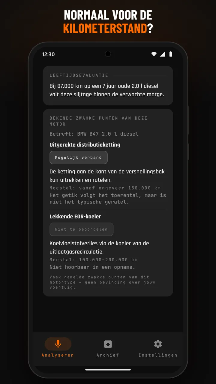 Resultaat met slijtagedetails