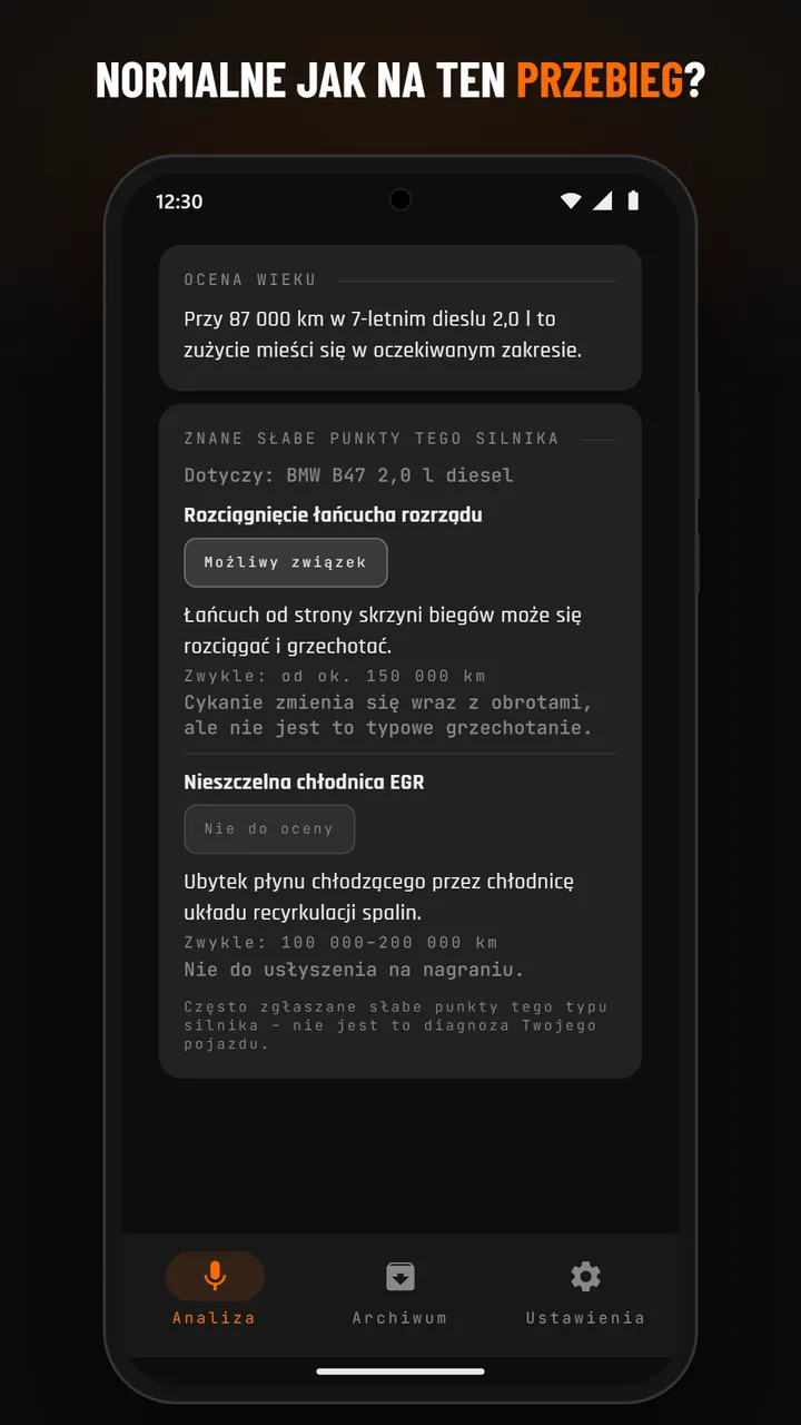 Wynik ze szczegółami zużycia