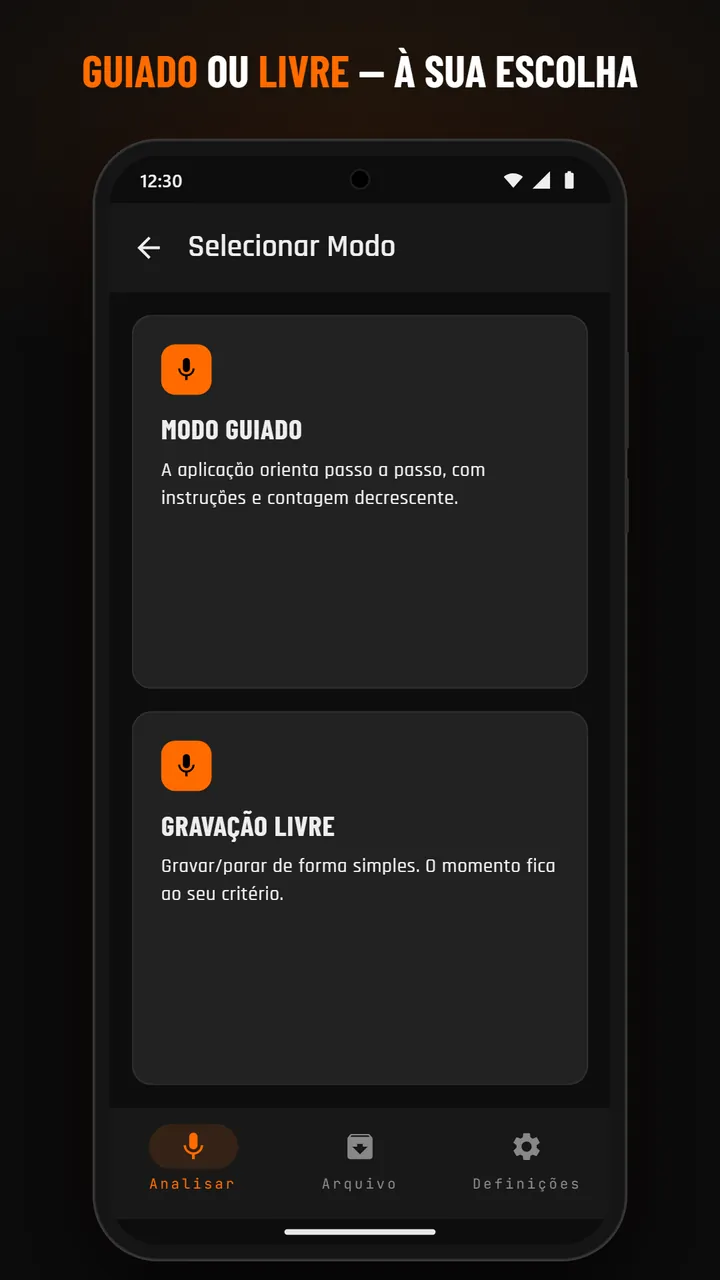 Seleção do modo