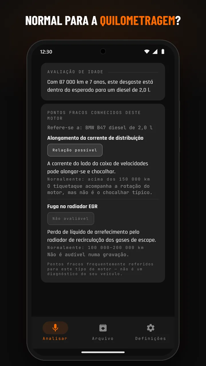 Resultado com detalhe de desgaste