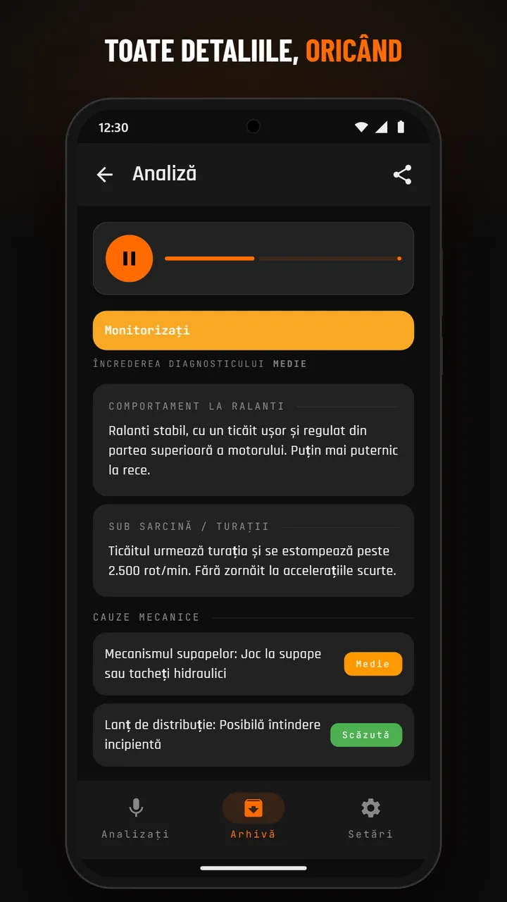 Detaliu din arhivă cu audio