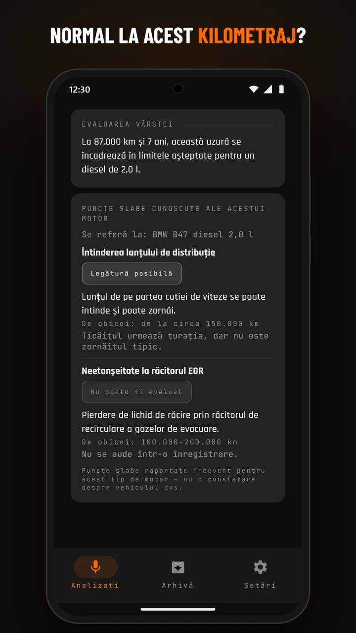 Rezultat cu detalii despre uzură
