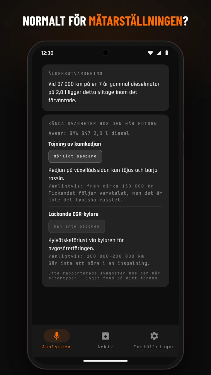 Resultat med slitagedetaljer