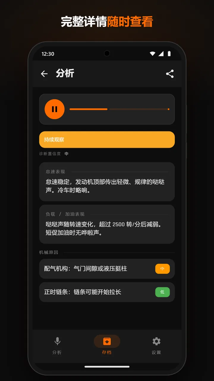 带音频的存档详情